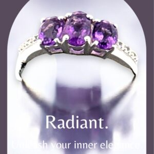 Oval Amethyst with White Topaz Accents Ring Amethyst Platinum Jewelers MS