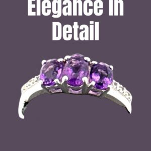 Oval Amethyst with White Topaz Accents Ring Amethyst Platinum Jewelers MS