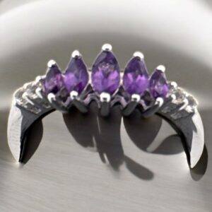 Marquise Amethyst White Topaz Accent Stones on Sterling Silver Amethyst Platinum Jewelers MS
