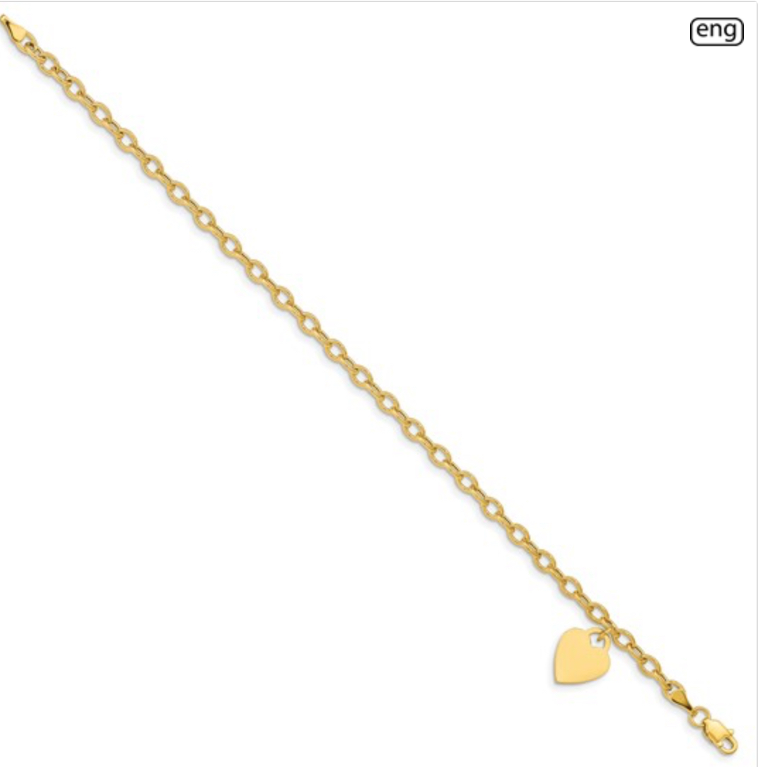 10kt Yellow Gold Heart Anklet Anklet Platinum Jewelers MS 10kt Yellow Gold Heart Anklet Anklet Platinum Jewelers MS