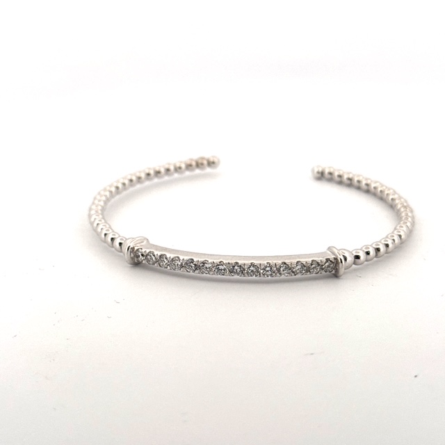 1.11 Carat Lab Grown Diamond Sterling Silver Cuff Bangle Bangle Platinum Jewelers MS