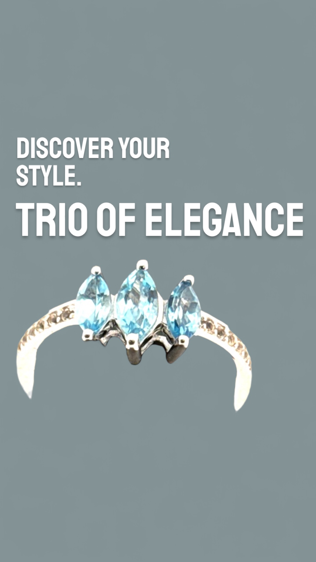 1.06 Carat Trio Marquise Swiss Blue & White Topaz Accent Sterling Silver Ring Blue Topaz Platinum Jewelers MS