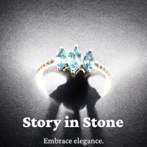 1.06 Carat Trio Marquise Swiss Blue & White Topaz Accent Sterling Silver Ring Blue Topaz Platinum Jewelers MS