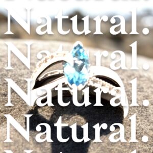 1.12 Carat Swiss Blue Topaz with White Topaz Accent Stones Sterling Silver Ring Blue Topaz Platinum Jewelers MS