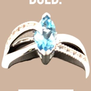 1.12 Carat Swiss Blue Topaz with White Topaz Accent Stones Sterling Silver Ring Blue Topaz Platinum Jewelers MS