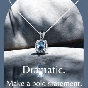 Blue Topaz Center Stone with White Zircon Halo Design in Sterling Silver Blue Topaz Platinum Jewelers MS