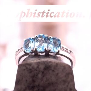 Oval Swiss Blue and White Topaz Sterling Silver Ring Blue Topaz Platinum Jewelers MS