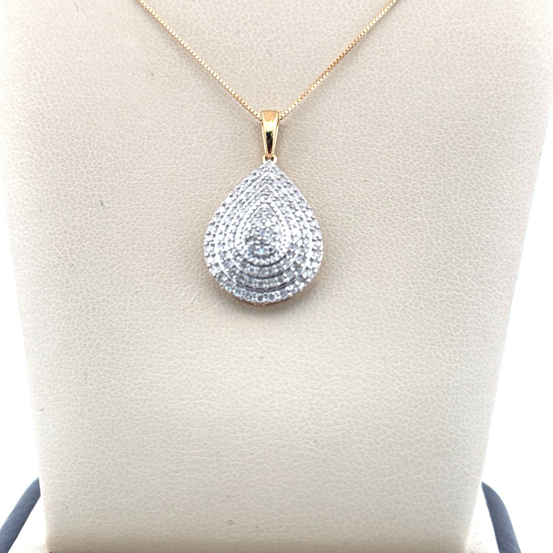 Pear Shaped Diamond Pendant with 18″ 10kt Yellow Gold Box Chain Necklace Diamond Fashion Platinum Jewelers MS Pear Shaped Diamond Pendant with 18" 10kt Yellow Gold Box Chain Necklace - Image 2