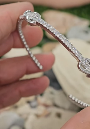 1.05 Carat Lab Grown Diamond Encrusted Sterling Silver Cuff Bangle Bangle Platinum Jewelers MS