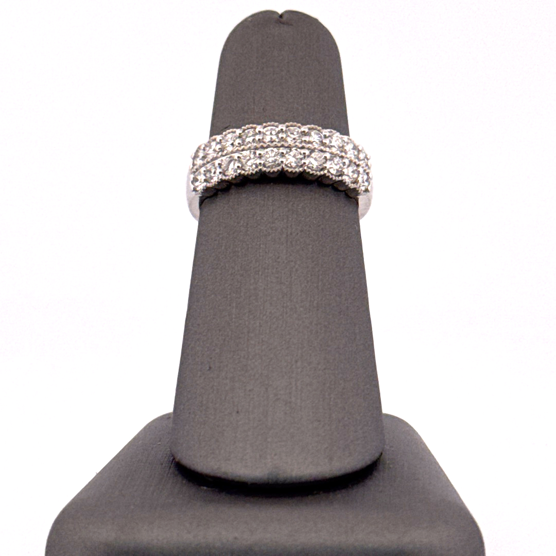 Elegant Sterling Silver Anniversary Band with Lab Grown 1 Carat Diamond TW Anniversary Platinum Jewelers MS Elegant Sterling Silver Anniversary Band with Lab Grown 1 Carat Diamond TW - Image 2