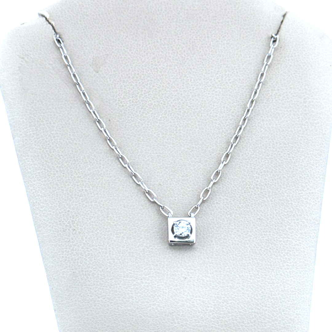 Lab Grown Diamond Sterling Silver Necklace, 18″ with 2″ Extension Lab Diamond Platinum Jewelers MS Lab Grown Diamond Sterling Silver Necklace, 18" with 2" Extension - Image 3