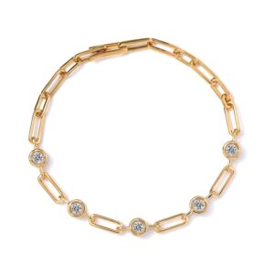 Diamond Link Bracelet with 18K Vermeil Gold Finish on Sterling Silver Diamond Bracelet Platinum Jewelers MS