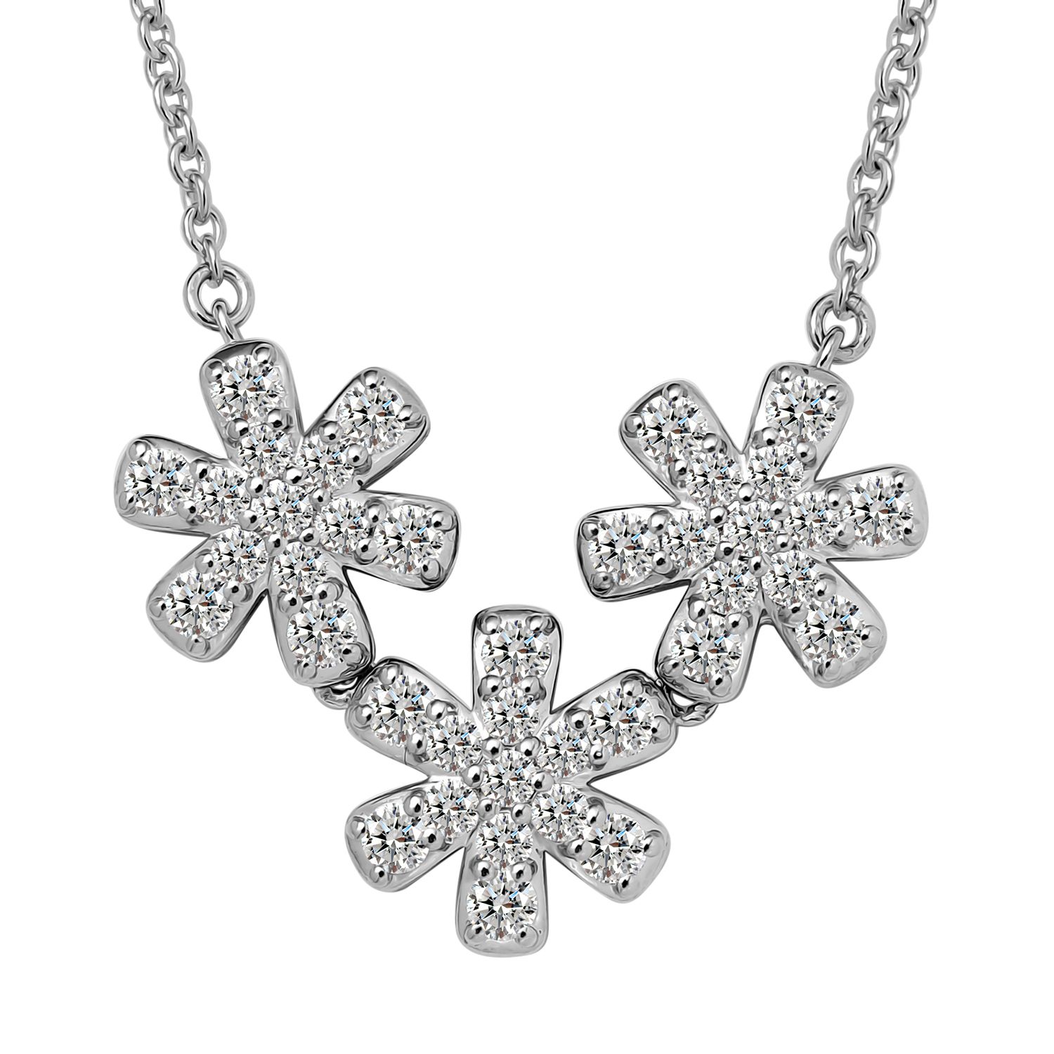 Chic 1.5 Carat Lab Grown Diamond Sterling Silver Necklace, 18″ Diamond Fashion Platinum Jewelers MS