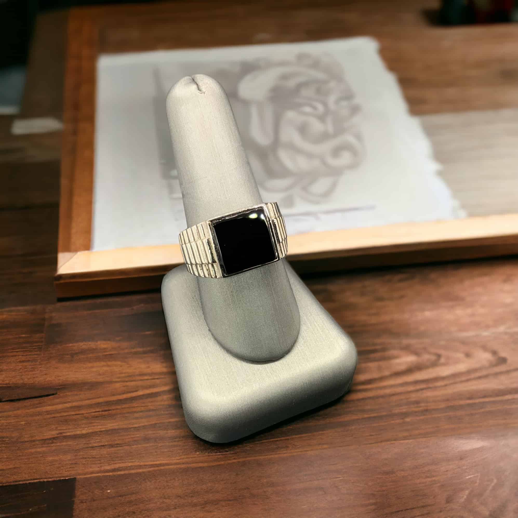 Mens Onyx Sterling Silver Ring Mens Platinum Jewelers MS Mens Onyx Sterling Silver Ring