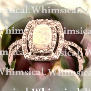 Opal Center Stone with White Zircon Halo Design in Sterling Silver Opal Platinum Jewelers MS