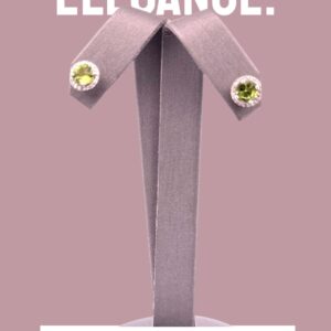 Round Peridot Center with Halo Design Studs Halo Platinum Jewelers MS