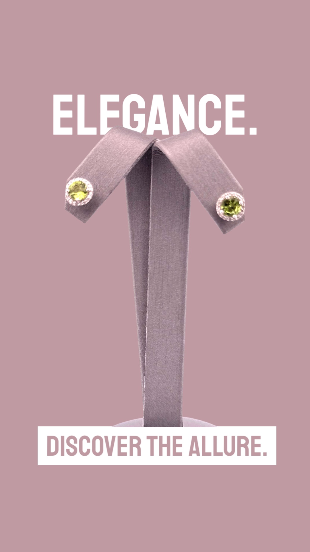 Round Peridot Center with Halo Design Studs Halo Platinum Jewelers MS