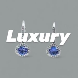 Tanzanite Earrings with Diamond Halo Earrings Platinum Jewelers MS