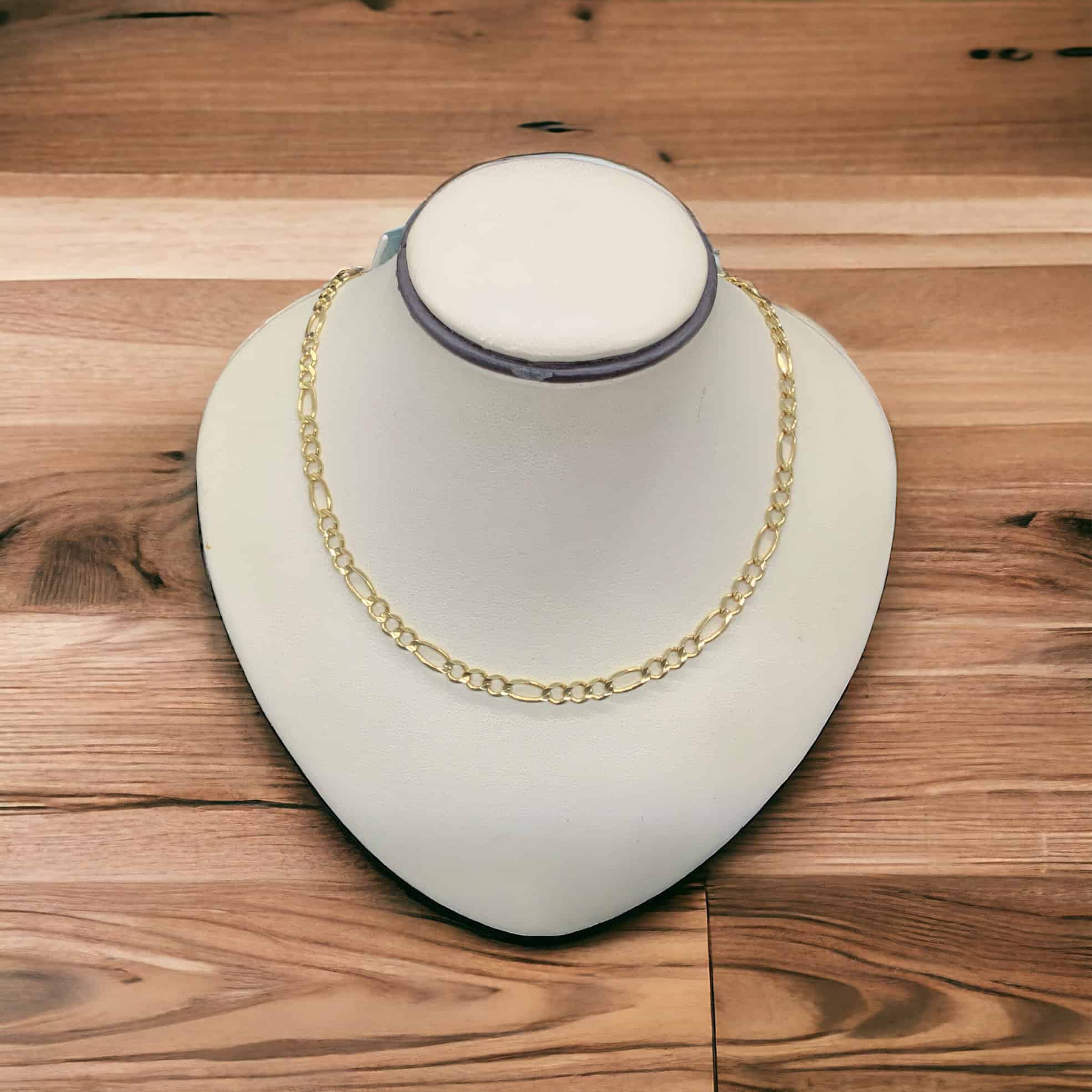 Yellow Gold Figaro Link Necklace Gold Jewelry Platinum Jewelers MS Yellow Gold Figaro Link Necklace