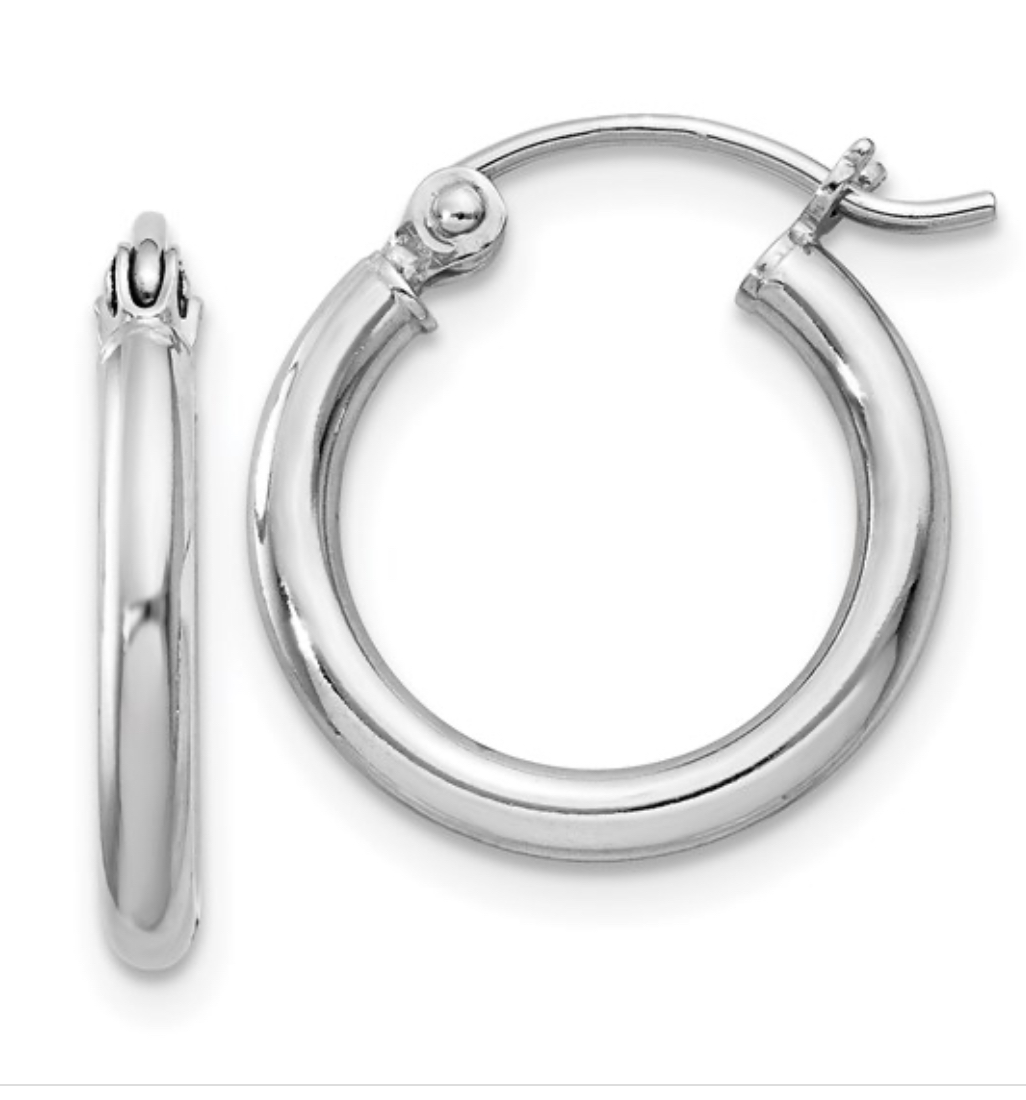 Sterling Silver 2 MM hoops Earrings Platinum Jewelers MS Sterling Silver 2 MM hoops