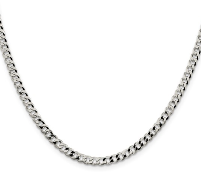 Sterling Silver Necklace 4 MM Wide Beveled Curb Link Silver Necklace Platinum Jewelers MS Sterling Silver Necklace 4 MM Wide Beveled Curb Link - Image 3