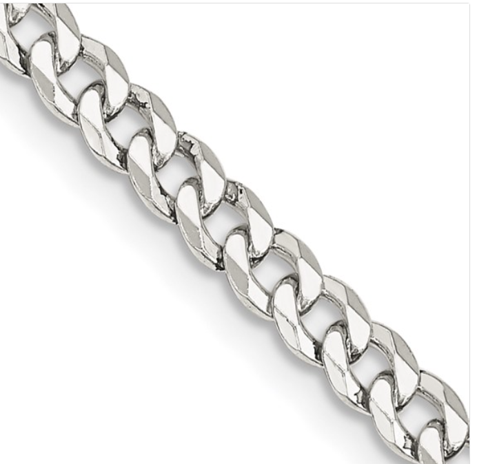 Sterling Silver Necklace 4 MM Wide Beveled Curb Link Silver Necklace Platinum Jewelers MS Sterling Silver Necklace 4 MM Wide Beveled Curb Link - Image 4