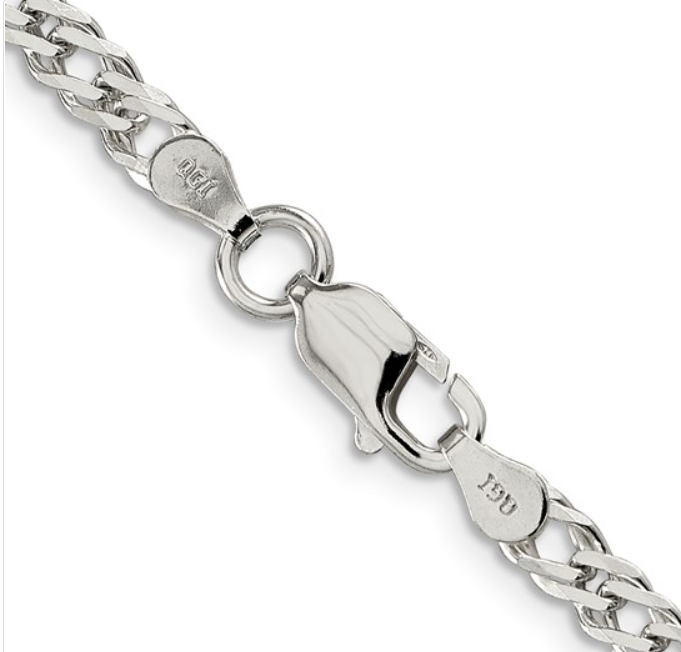 Sterling Silver Necklace 4 MM Wide Beveled Curb Link Silver Necklace Platinum Jewelers MS Sterling Silver Necklace 4 MM Wide Beveled Curb Link - Image 2