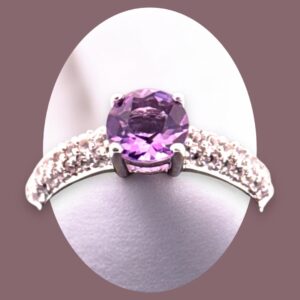 Sterling Silver Ring with Amethyst and White Topaz Accents Amethyst Platinum Jewelers MS Sterling Silver Ring with Amethyst and White Topaz Accents Amethyst Platinum Jewelers MS