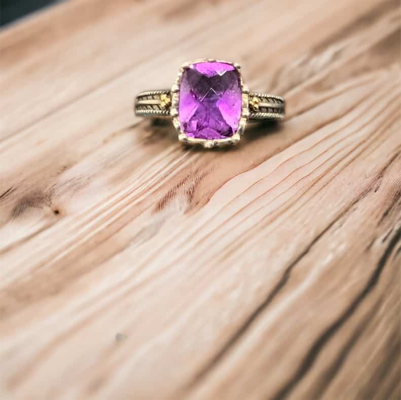 Amethyst Collection: Sterling Silver and 18kt Yellow Gold Artistry – PJMS-07-00125 Amethyst Platinum Jewelers MS Amethyst Collection: Sterling Silver and 18kt Yellow Gold Artistry - PJMS-07-00125