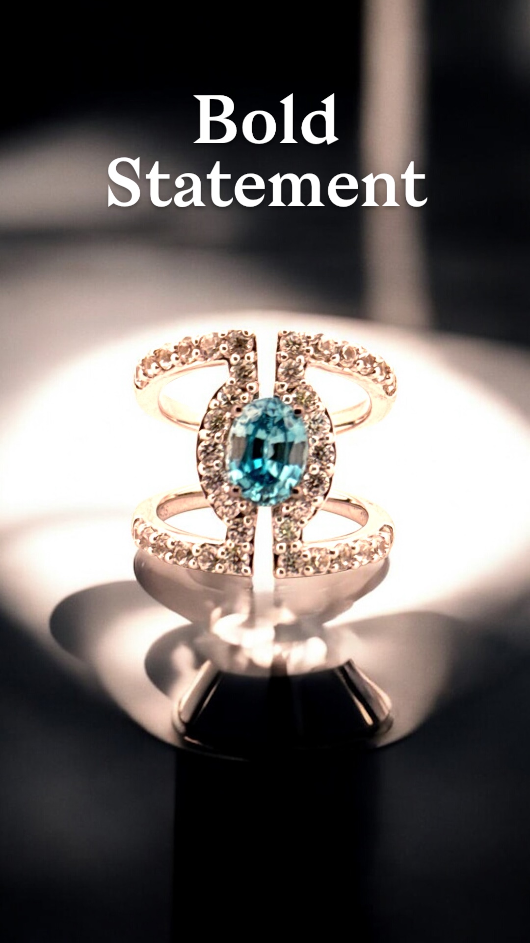 Elegant Blue Topaz and White Zircon Sterling Silver Ring Blue Topaz Platinum Jewelers MS Elegant Blue Topaz and White Zircon Sterling Silver Ring