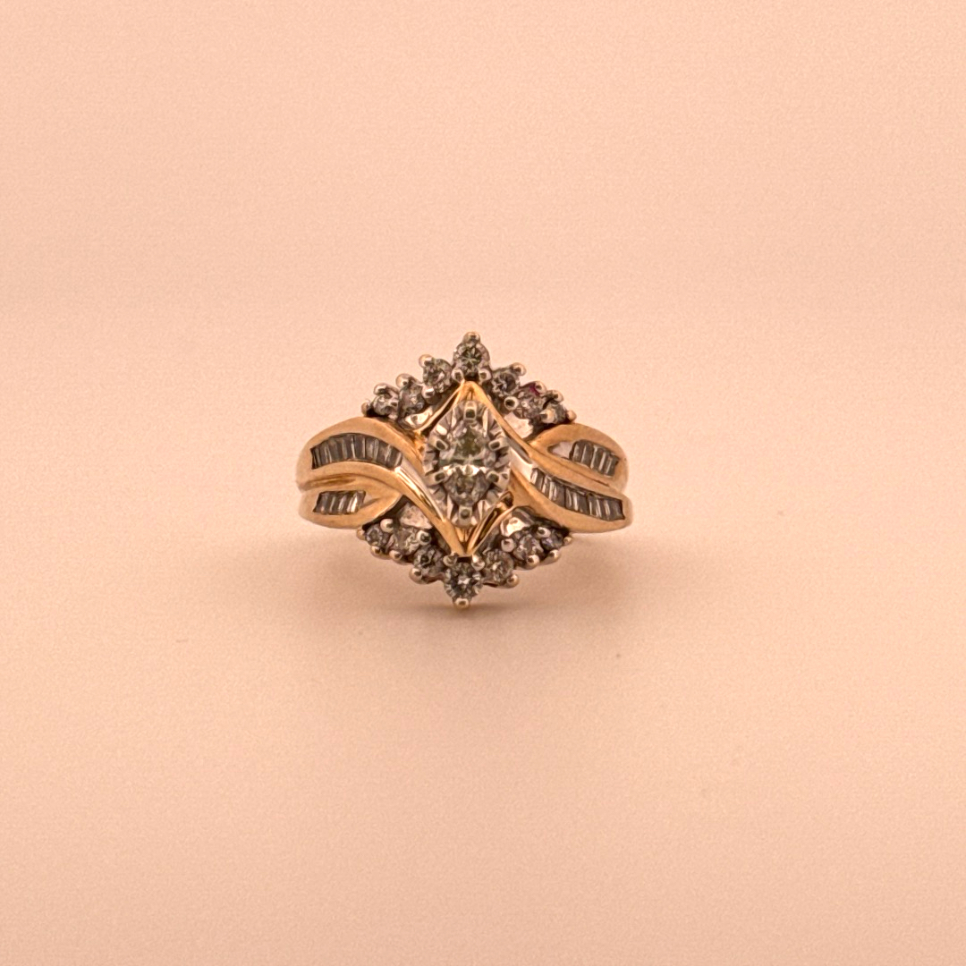 14kt Yellow Gold Marquise Diamond Bridal Ring Bridal Platinum Jewelers MS 14kt Yellow Gold Marquise Diamond Bridal Ring - Image 2