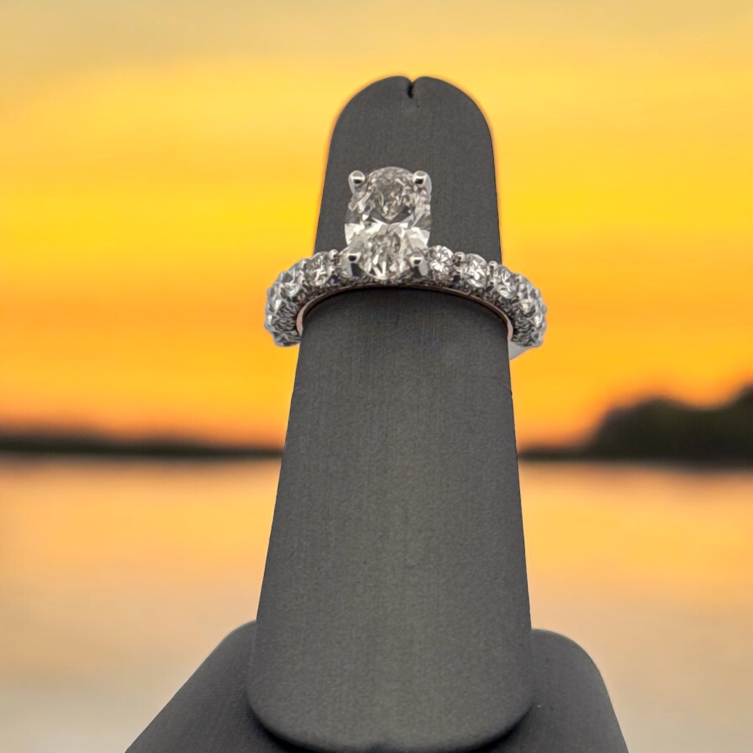2.01 Carat Oval Diamond & 1.81 Carat TW Round Diamond Bridal 3.82 TW Bridal Platinum Jewelers MS 2.01 Carat Oval Diamond & 1.81 Carat TW Round Diamond Bridal 3.82 TW Bridal Platinum Jewelers MS