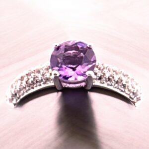 Sterling Silver Ring with Amethyst and White Topaz Accents Amethyst Platinum Jewelers MS Sterling Silver Ring with Amethyst and White Topaz Accents Amethyst Platinum Jewelers MS