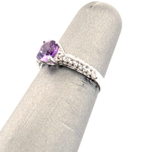 Sterling Silver Ring with Amethyst and White Topaz Accents Amethyst Platinum Jewelers MS Sterling Silver Ring with Amethyst and White Topaz Accents Amethyst Platinum Jewelers MS