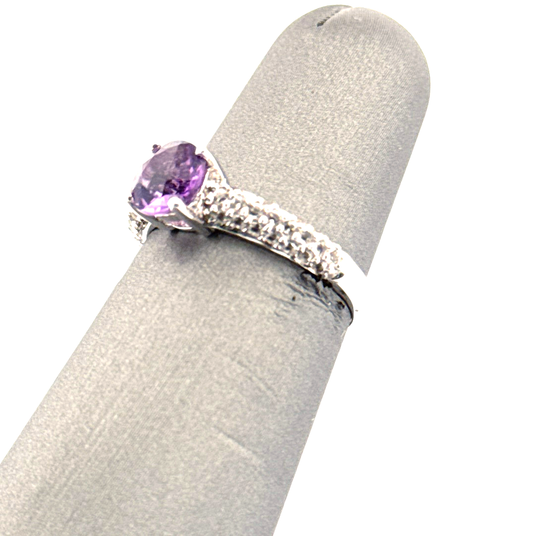 Sterling Silver Ring with Amethyst and White Topaz Accents Amethyst Platinum Jewelers MS Sterling Silver Ring with Amethyst and White Topaz Accents - Image 4