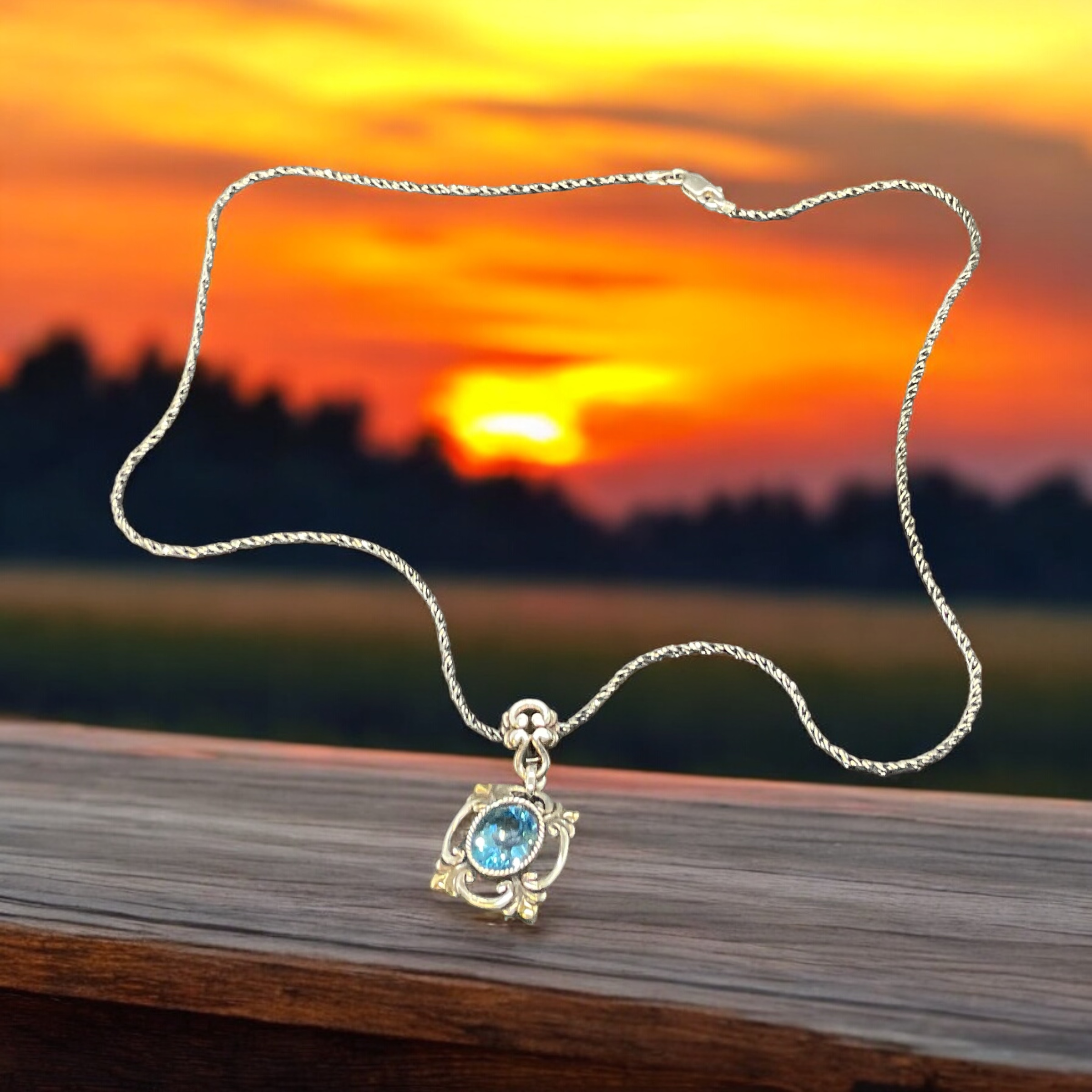 London Blue Topaz Pendant Blue Topaz Platinum Jewelers MS London Blue Topaz Pendant - Image 2