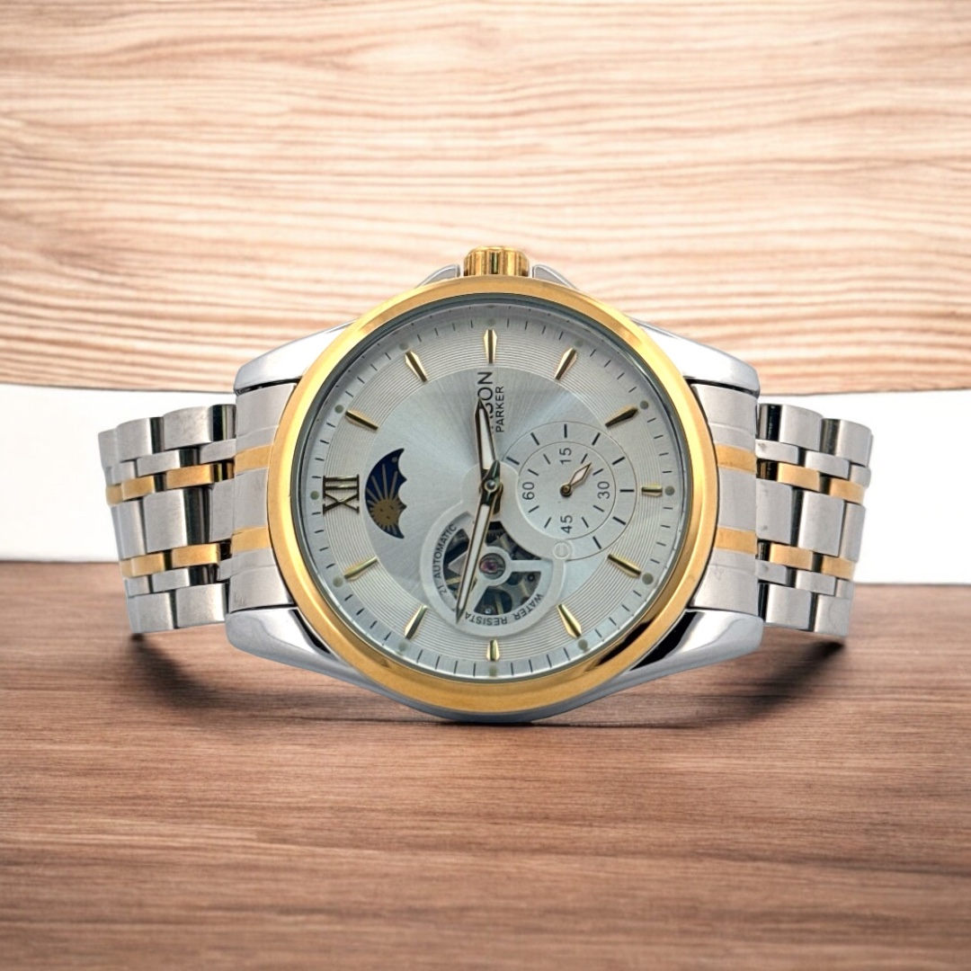 Mason Men’s Automatic Watch – Parker Collection, Water Resistant with Moon Phase Feature Mason Watches Platinum Jewelers MS Mason Men's Automatic Watch - Parker Collection, Water Resistant with Moon Phase Feature - Image 2