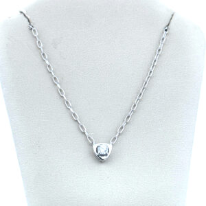 Lab Grown Diamond Sterling Silver Necklace, 18″ with 2″ Extension Lab Diamond Platinum Jewelers MS