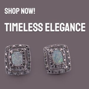 Opal Center Stone with White Zircon Halo Design in Sterling Silver Earrings Platinum Jewelers MS