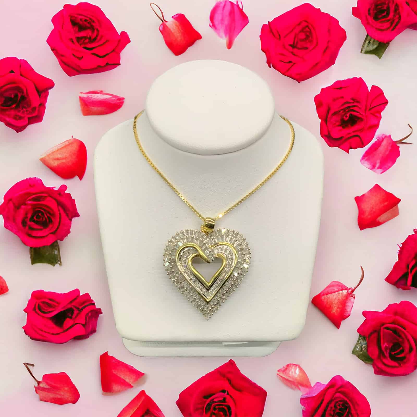 Baguette Diamond Heart Diamond Fashion Heart Platinum Jewelers MS Baguette Diamond Heart