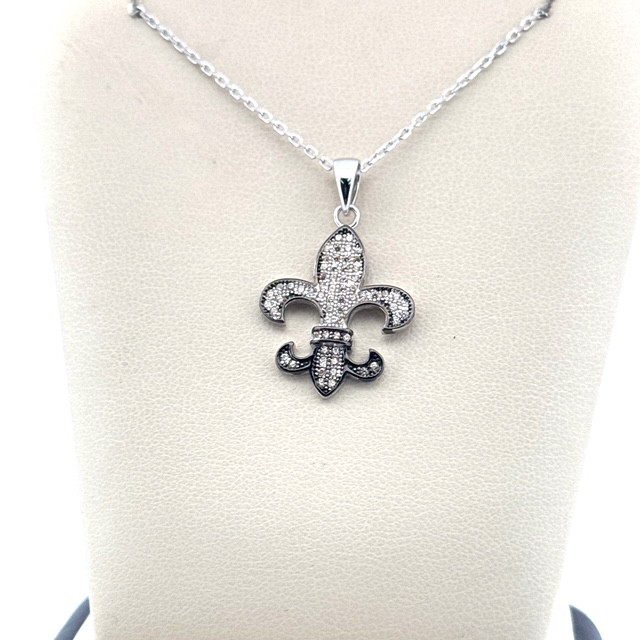 Fleur-de-lis Sterling Silver Pendant Necklace Necklace Platinum Jewelers MS